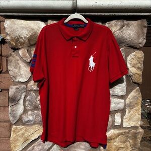 Polo Ralph Lauren Size XXL Embroidered Pony Logo #3 Short Sleeve Rugby Red